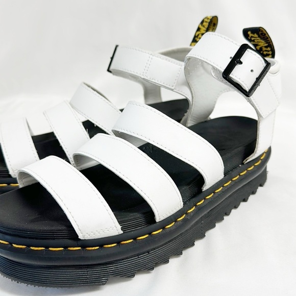 DR.MARTENS Blaire Hydro Leather Sandals Strappy White Platform Style Size 8 EUC - Picture 4 of 9